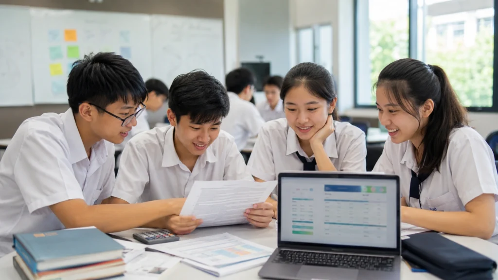 Singapore JC Admission Options After O-Level Results Singapore secondary school students reviewing Junior College admission options after O-Level results